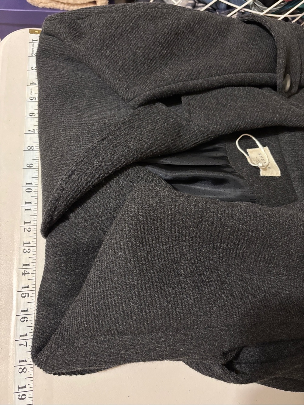 Sezane Oscar Coat S21 Size XS Anthracite Gray Wool Blend Double Breasted Belted - Picture 6 of 13